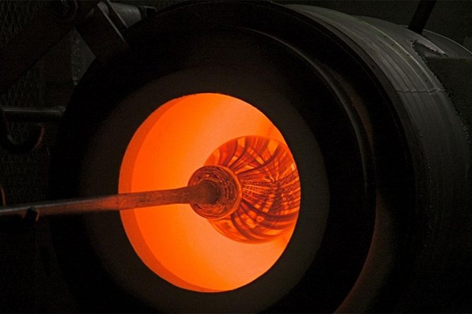 Molten glass magic - Glassblowing class - PRIVATE - The factory showroom and gallery stop, plus the buying pressure you might feel