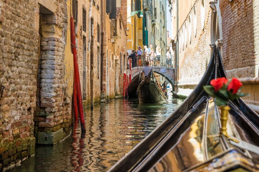 Venice: Shared Gondola Ride Across the Grand Canal - Campo San Luca and the Rialto area, seen from street level
